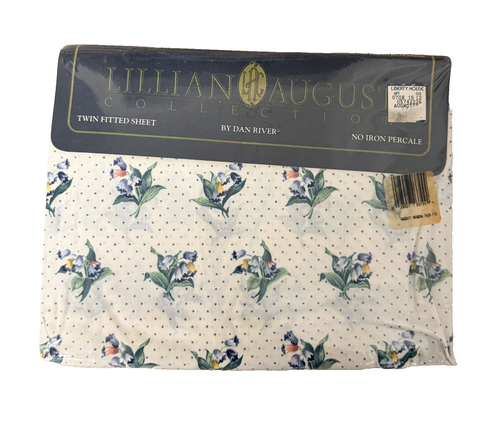 Lillian August Dan River Floral Polka Dot No-iron Percale Twin Fitted Sheet NEW